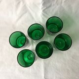 Lot de six verres de couleur verte