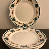 5 flat art deco plates signed Badonviller, Sans Souci model