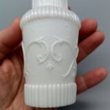 Pair of small antique white opaline fairground vases, vintage, french