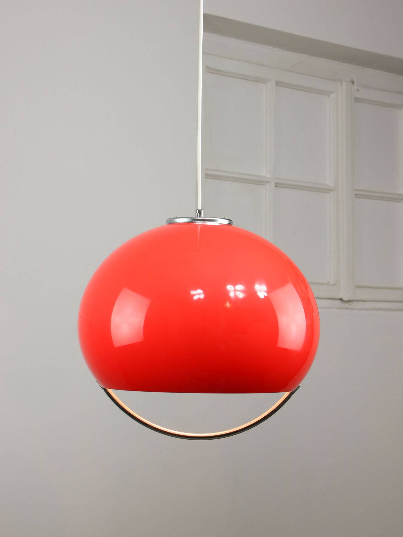 Space Age Italian Red Jolly Pendant Lamp from Guzzini