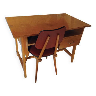 Bureau et chaise scandinave vintage pieds compas