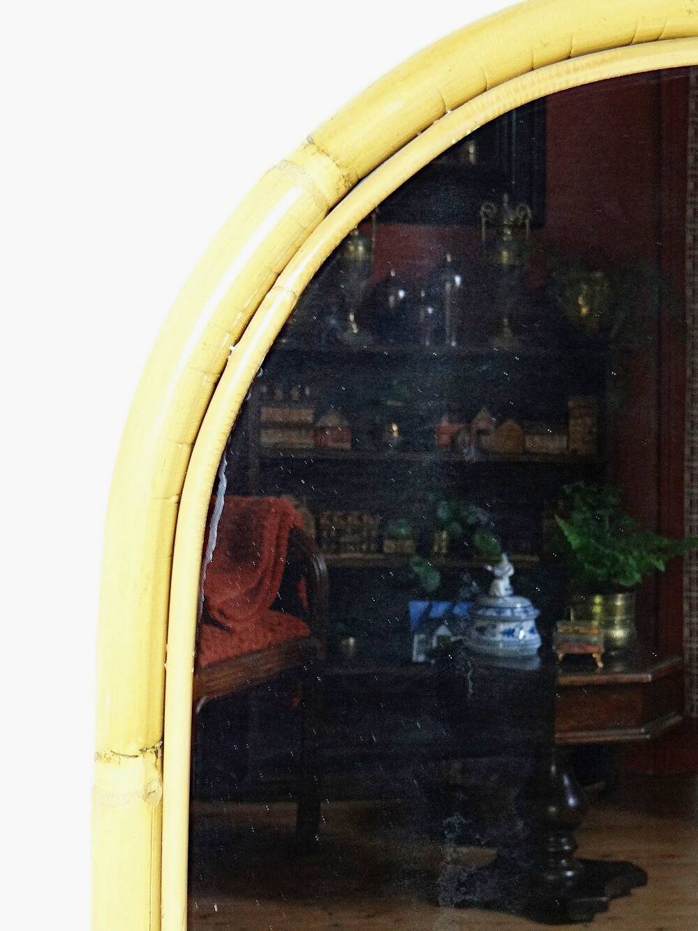 Large bamboo arch wall mirror, Italian, Riviera style, 1950s-60s.