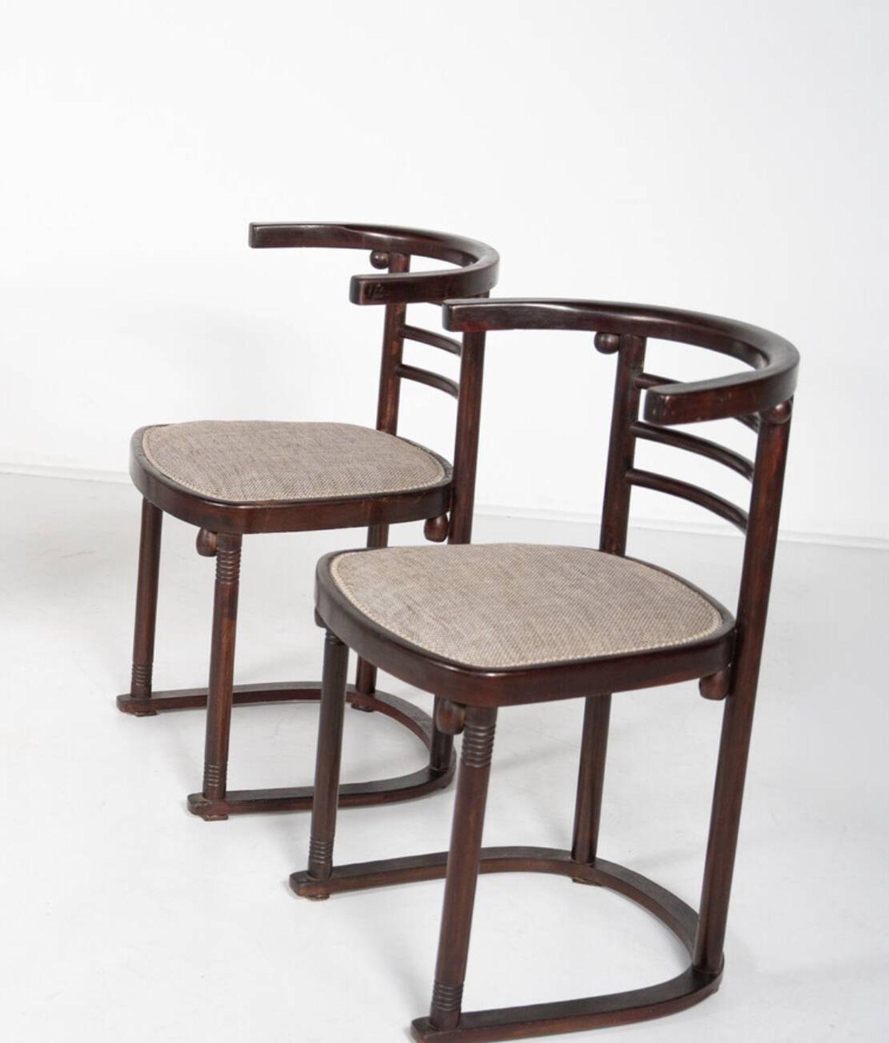 Mid-Century Modern Pair of Fledermaus Armchairs by Joseph Hoffman, Vienna, 1900s
