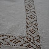 White linen tablecloth with embroidery 181cm/261cm
