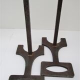 Pair of chenets modernist style steel design 70s