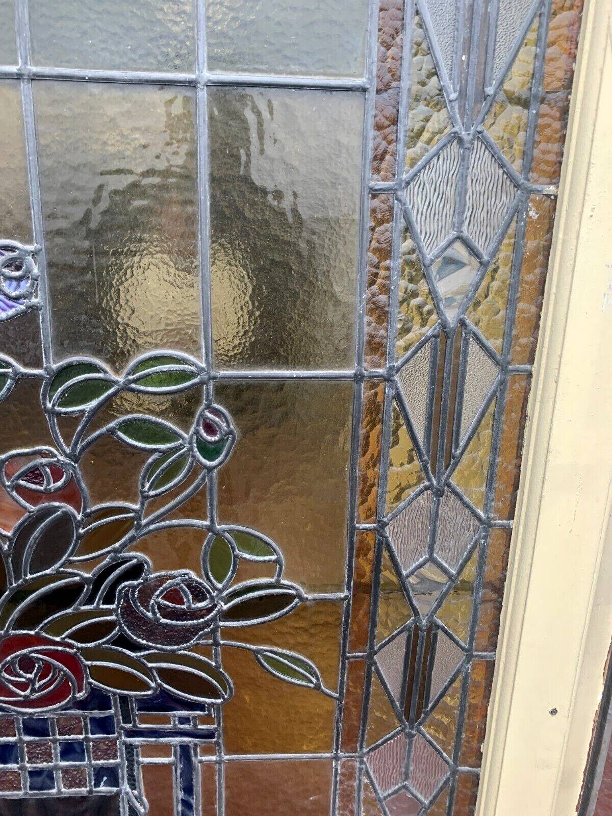 20th century Art Deco stained glass panel