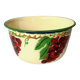 Old salad bowl in enamelled sheet metal - bunches of grapes decor