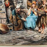 M. Elitzo "Market scene" Oil on canvas