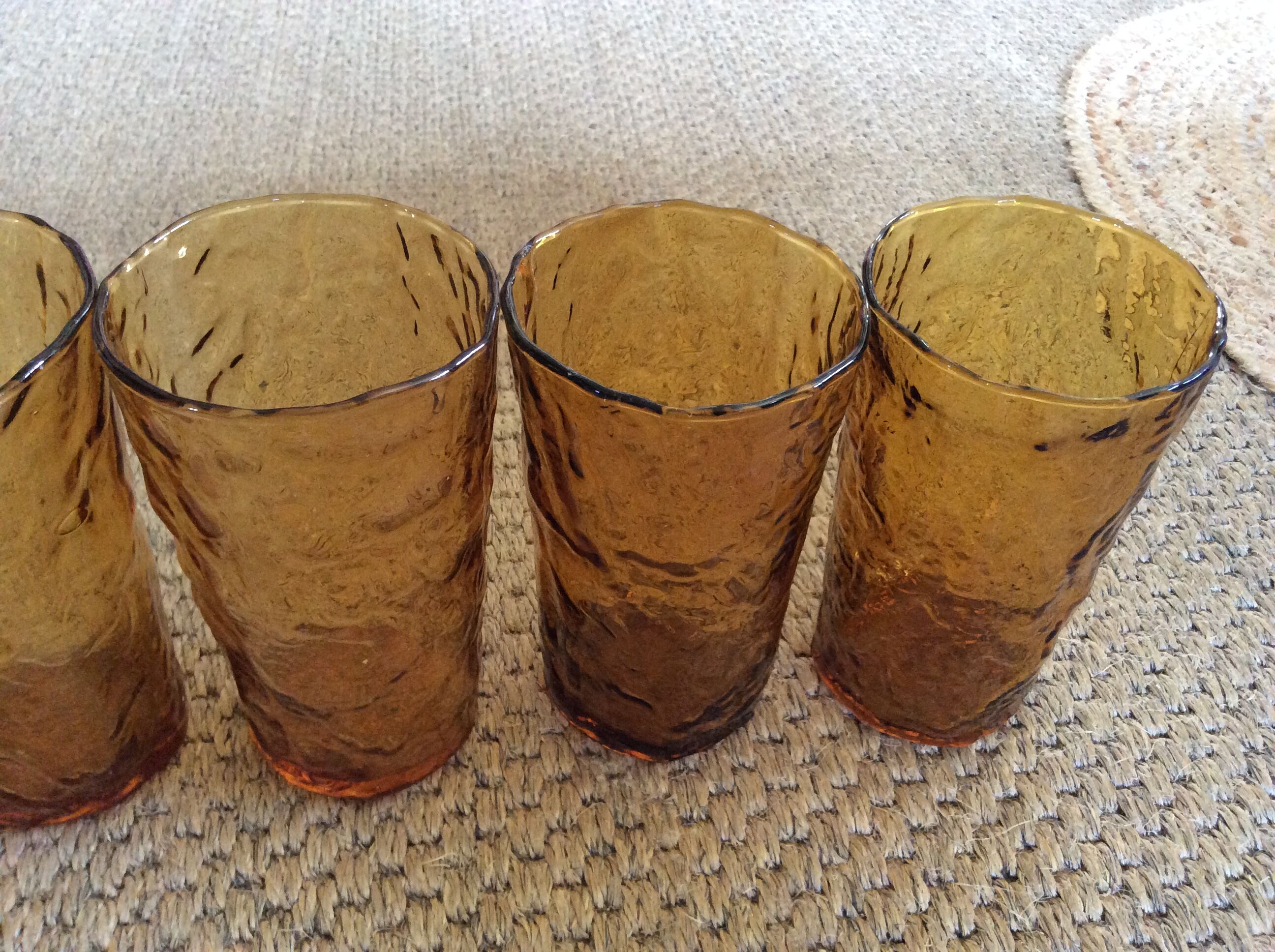 Series of 6 amber glasses
