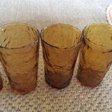 Series of 6 amber glasses