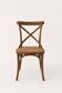 Bistro chairs with cross-back, cane seat.