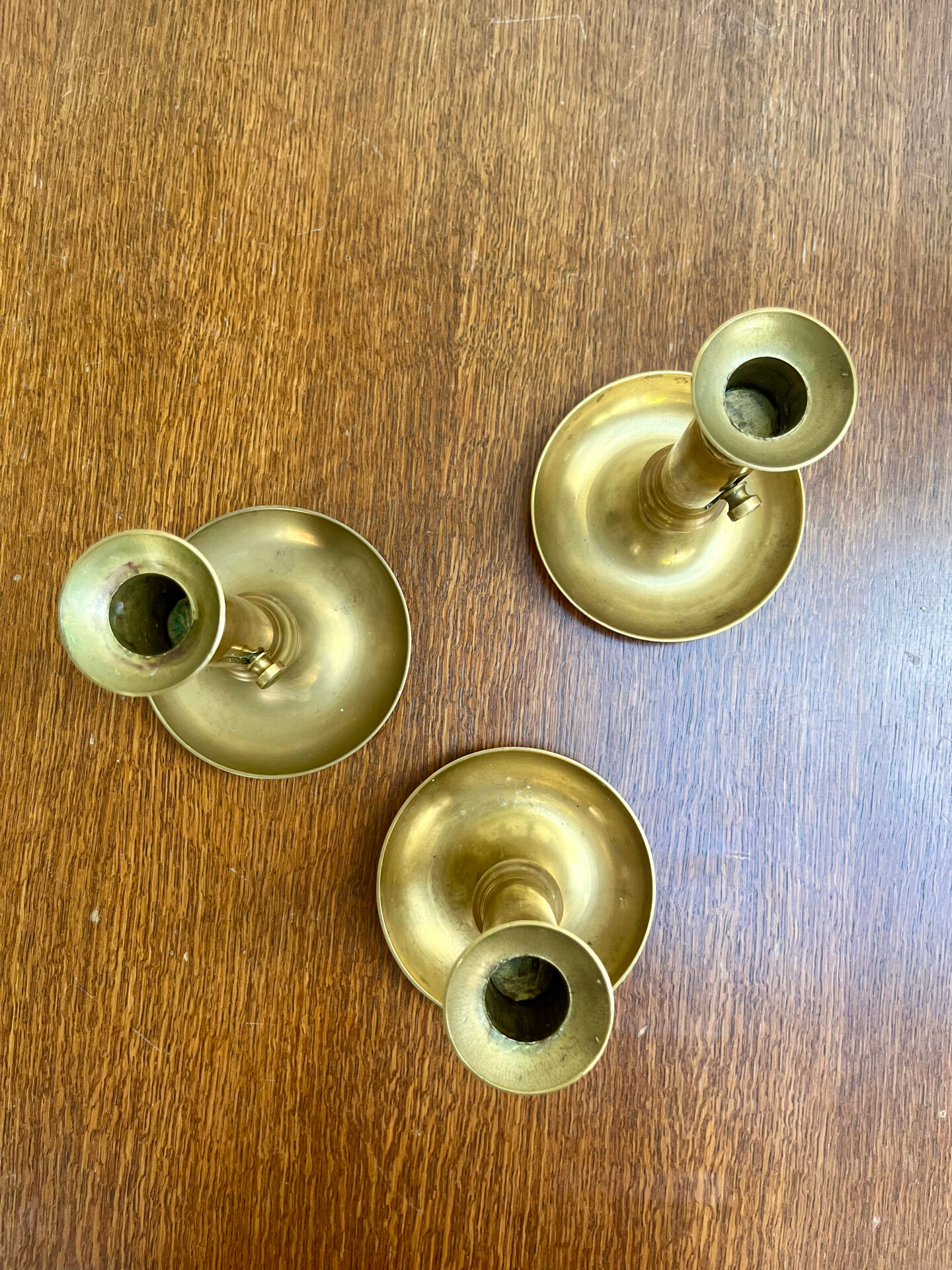 Set of 3 brass candle holders