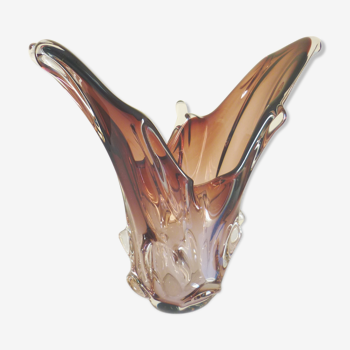 Vase en verre soufflé, épais, formes libres, années 50