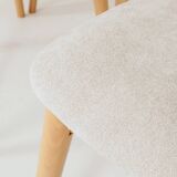 Ensemble de 6 chaises de salle à manger modernes, tissu écru et bois de hêtre naturel