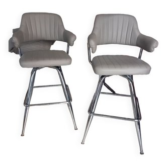 Set of 2 vintage design rotating stools