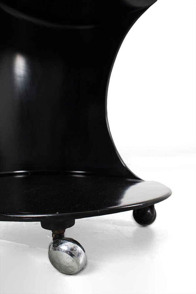 Black Side Table on Wheels
