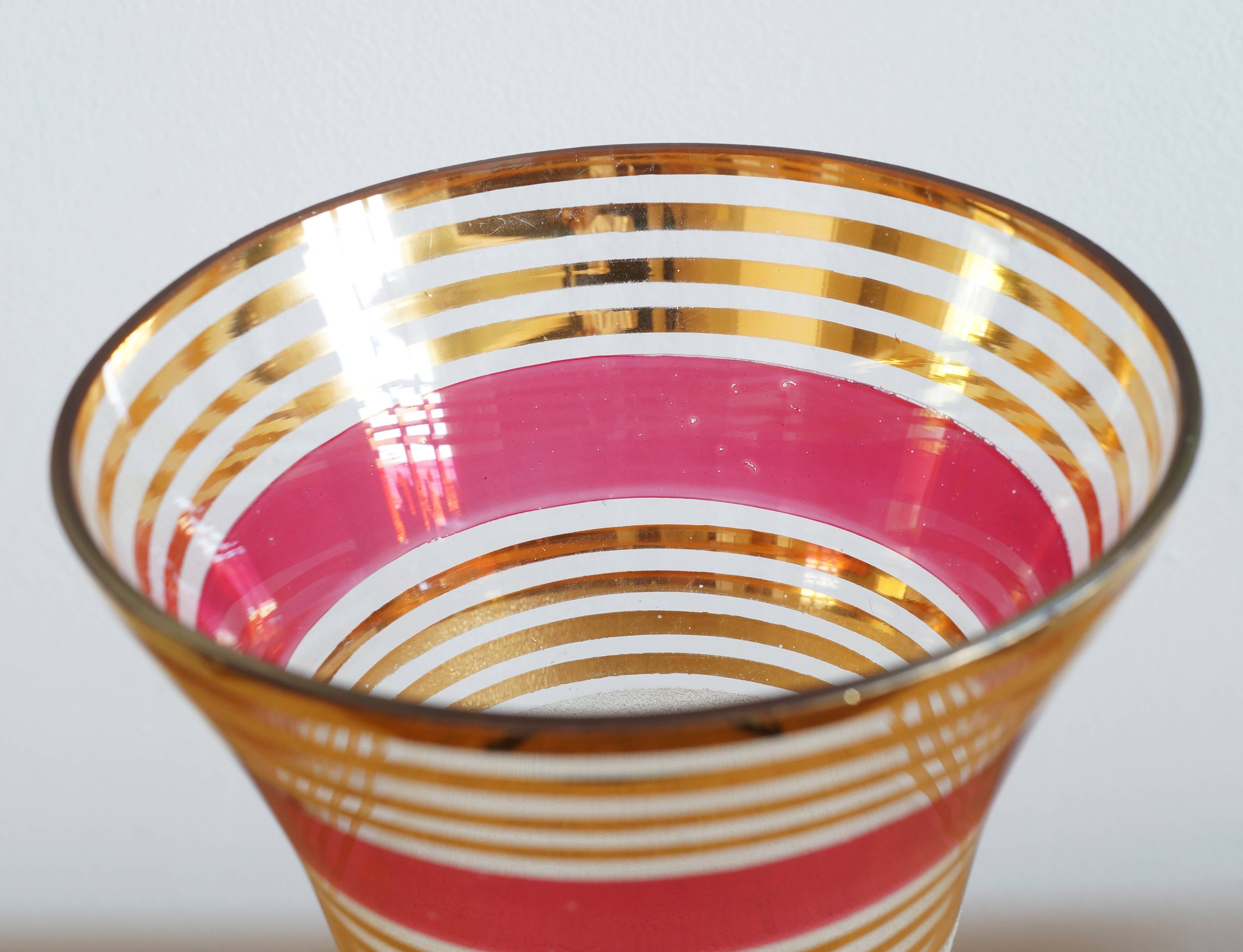 Large blown and enameled glass vase from the 1960s