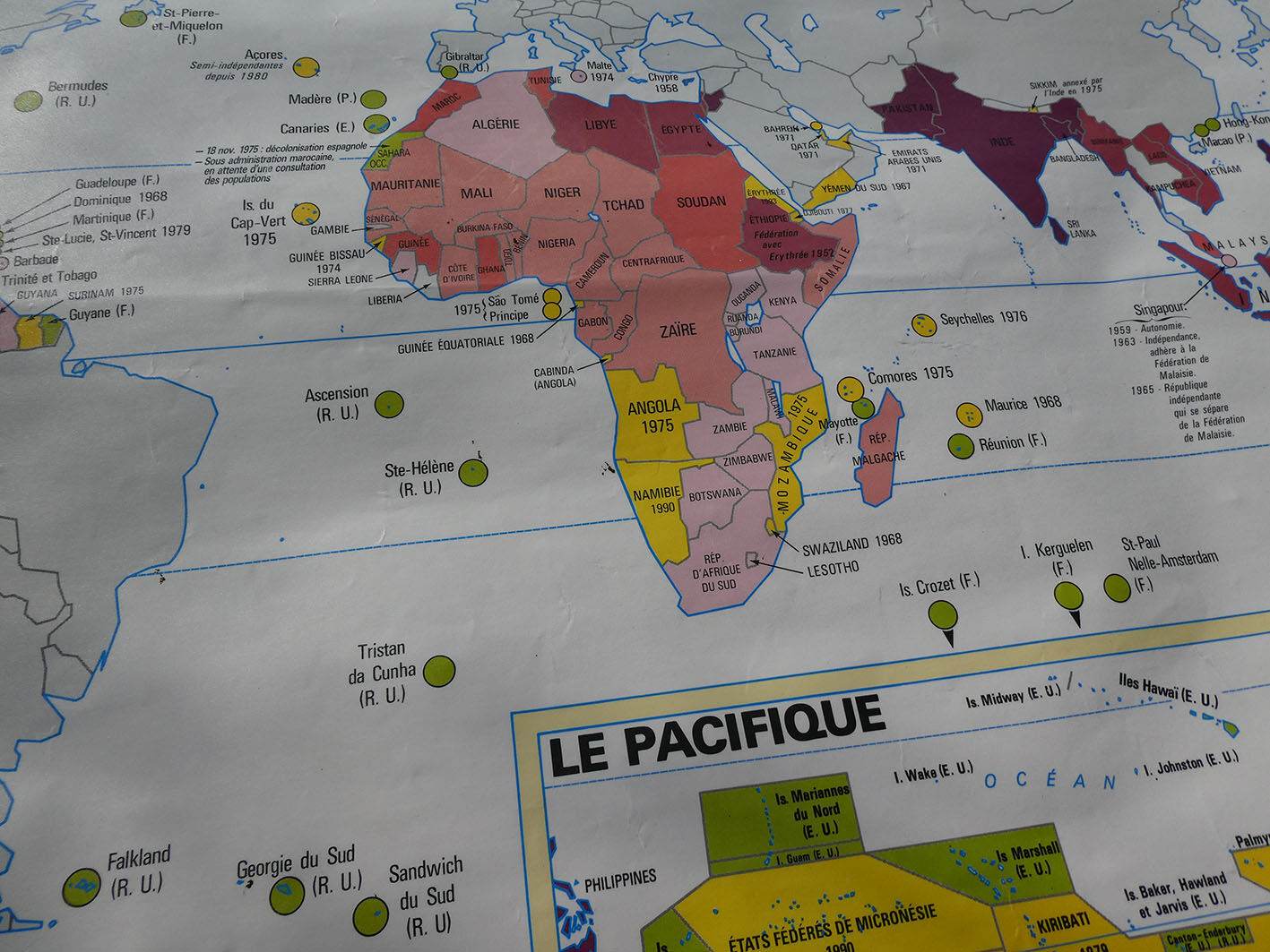 Carte scolaire la Décolonisation/Les Empires Coloniaux MDI - 1988