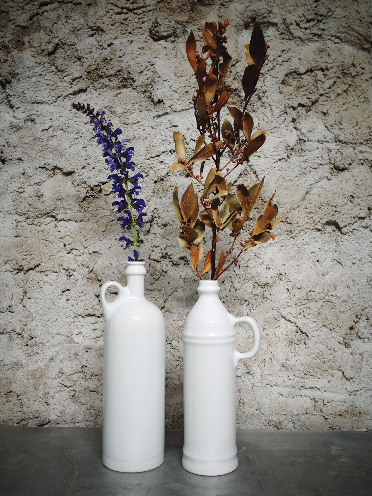 Bottles in white ceramic