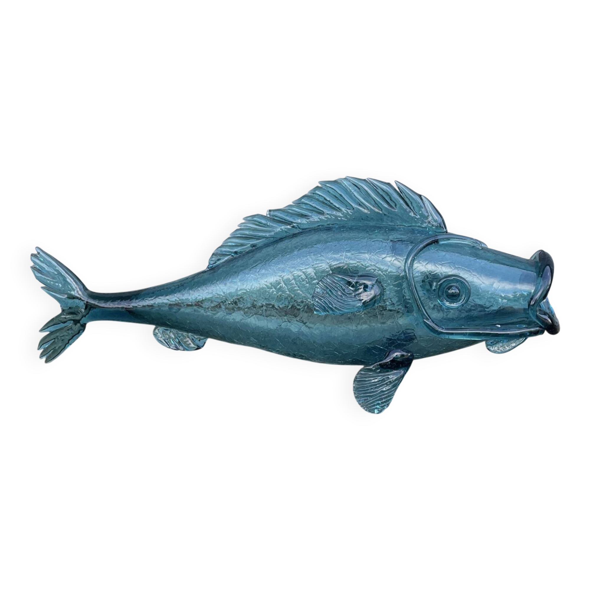 Mouth-blown glass storage jar Fish