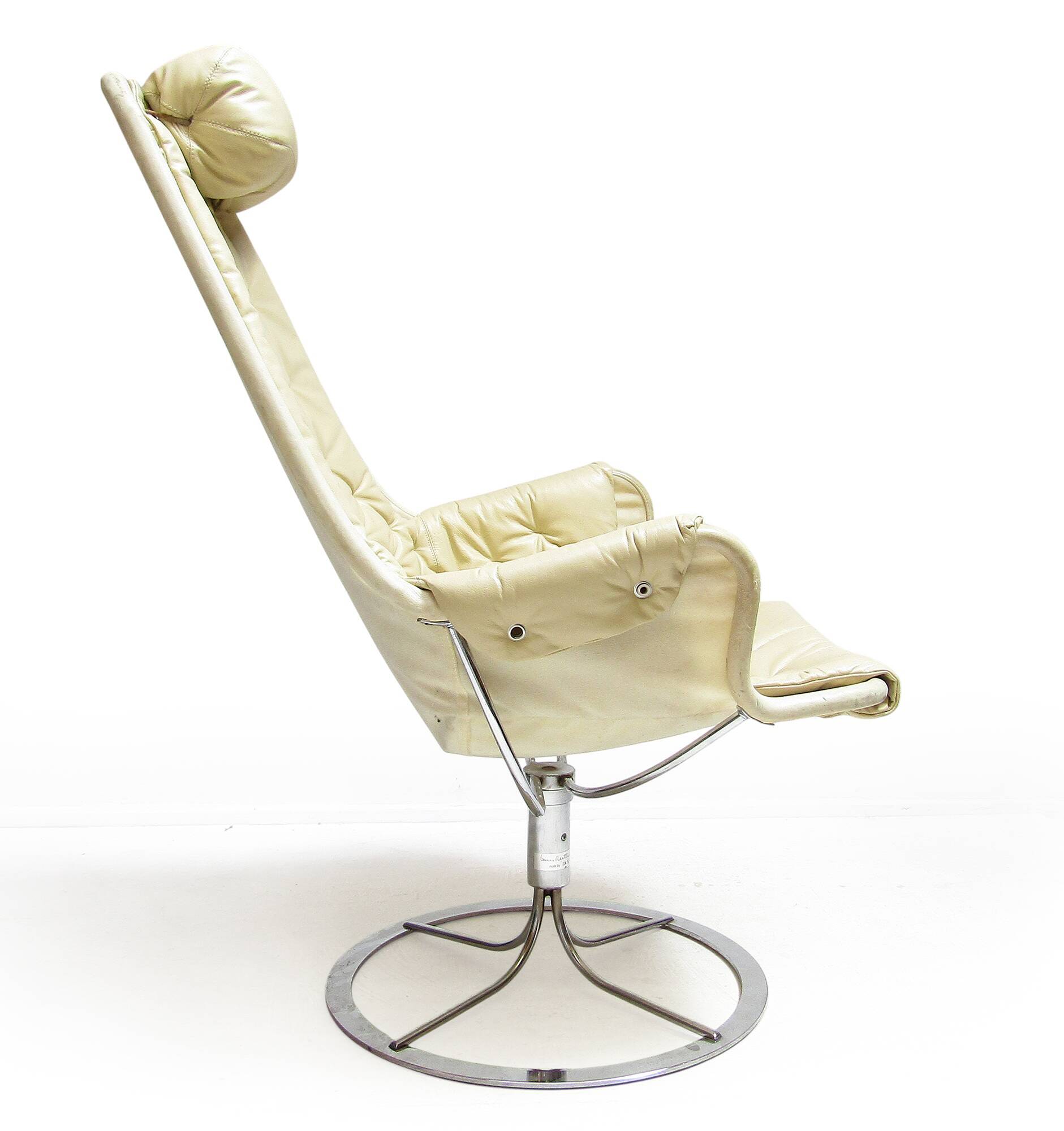 1970s Swedish Space-Age Jetson Chair in Beige Leather by Bruno Mathsson
