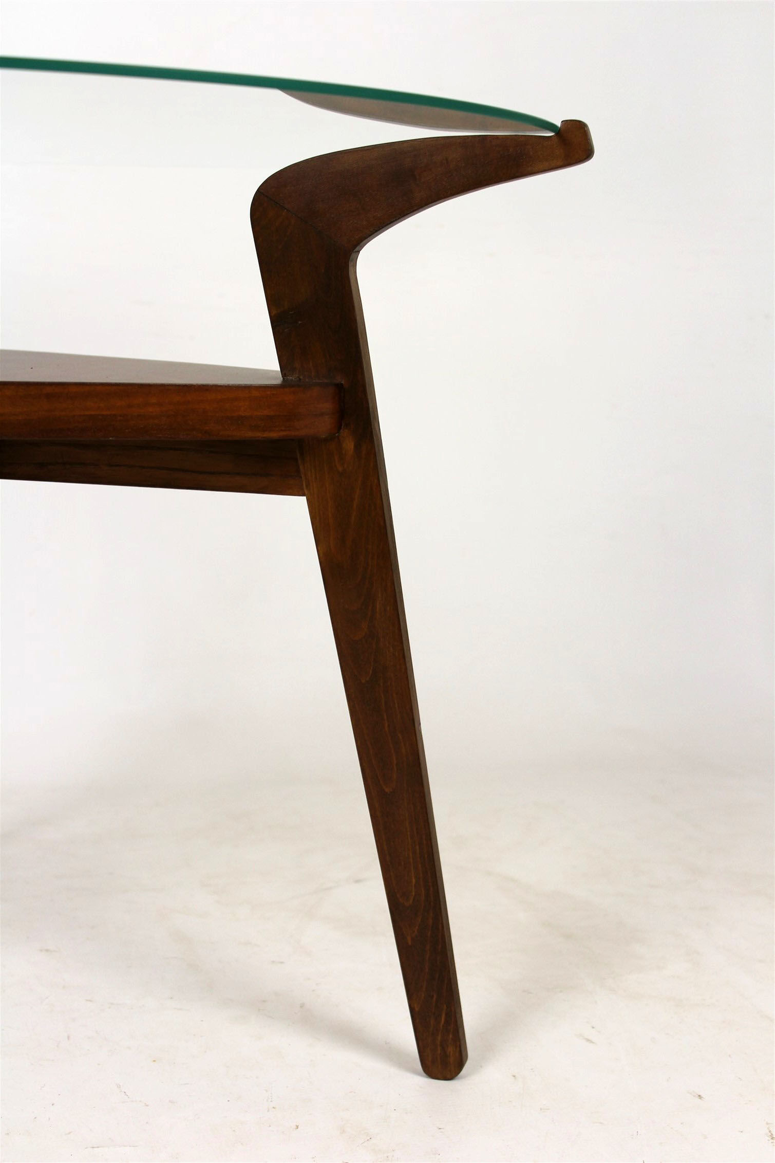 Round czech glass top coffee table from Jitona 1960s