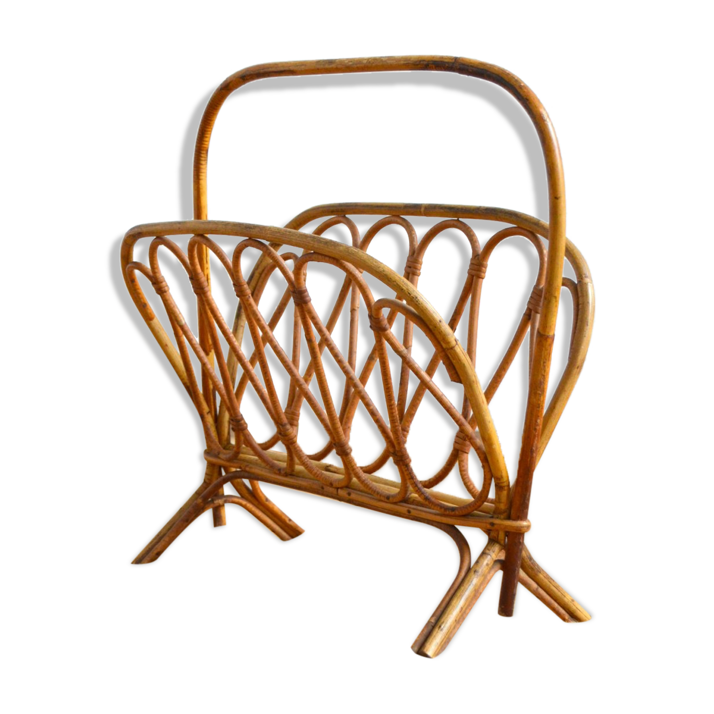Rattan magazine holder 1950s