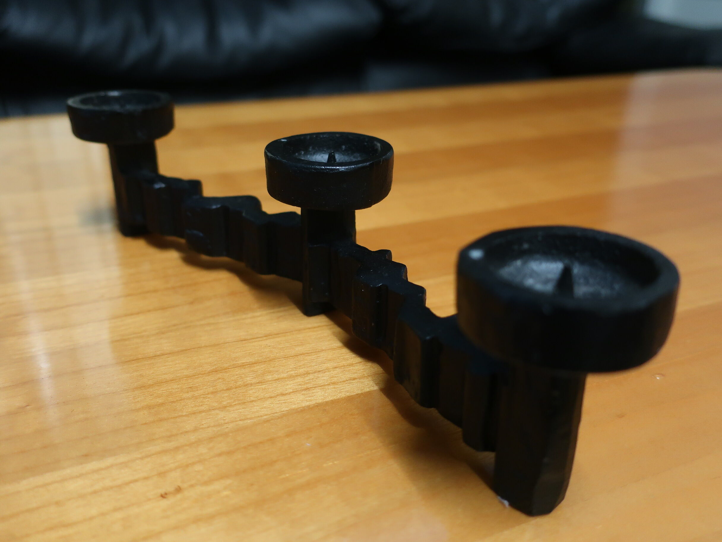 Black Chandelier 3 70s candles brutalist style