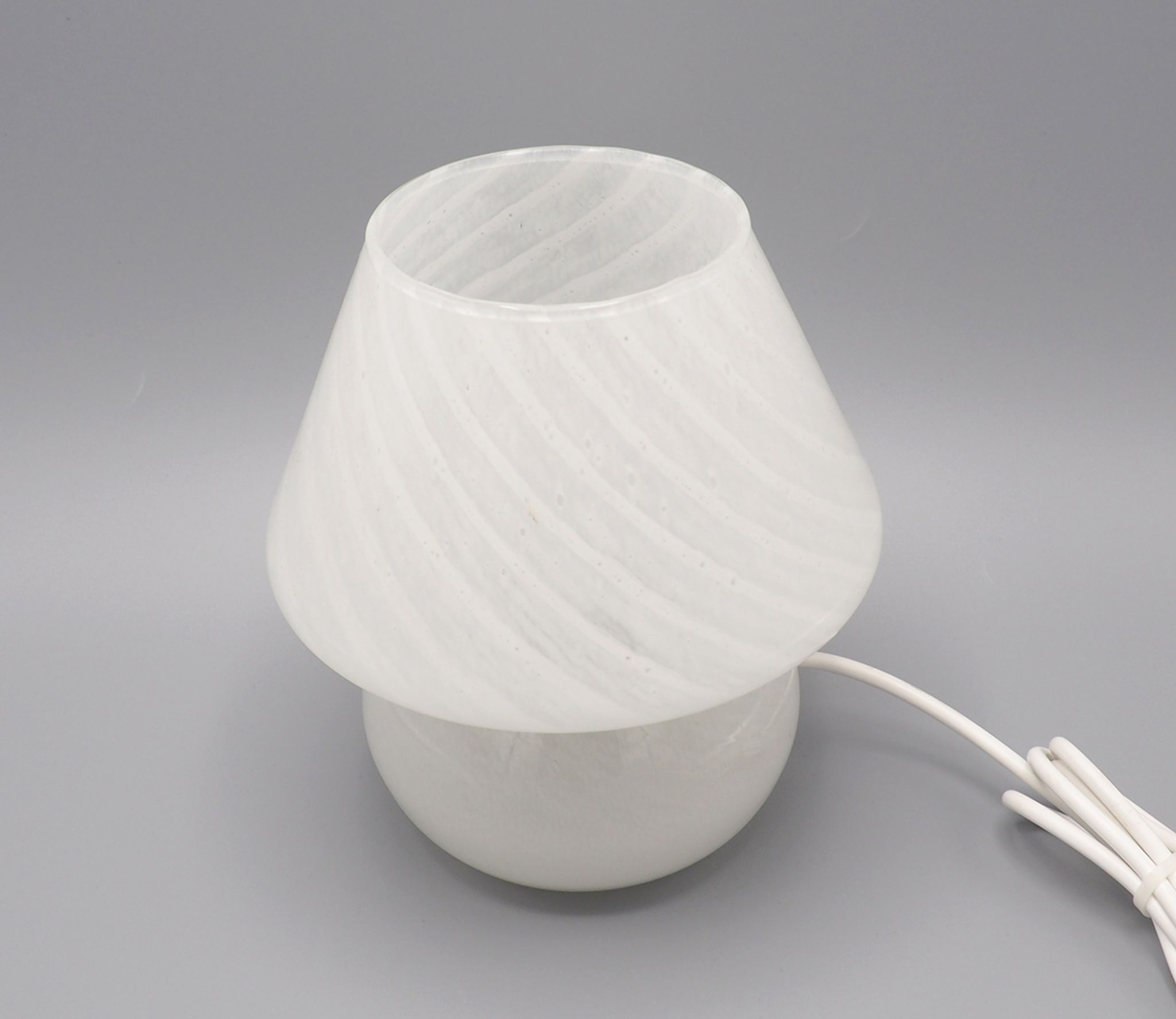 Lampe de table champignon en verre gris de Murano, années 1970