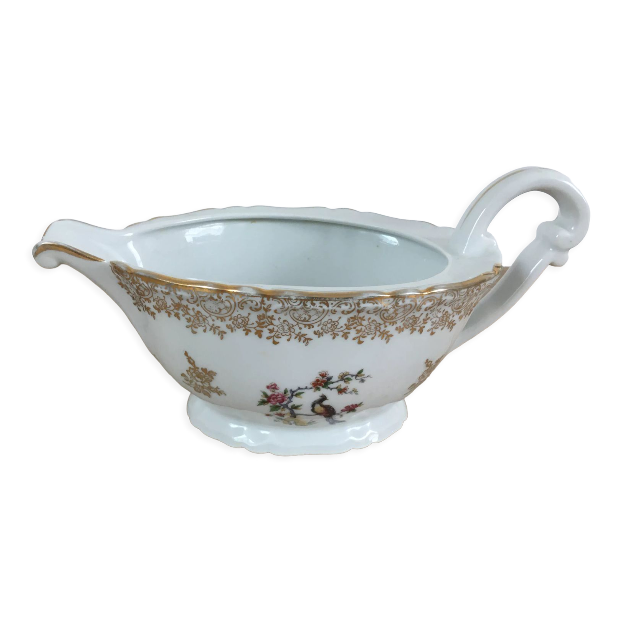 Saucière porcelaine oiseau de paradis