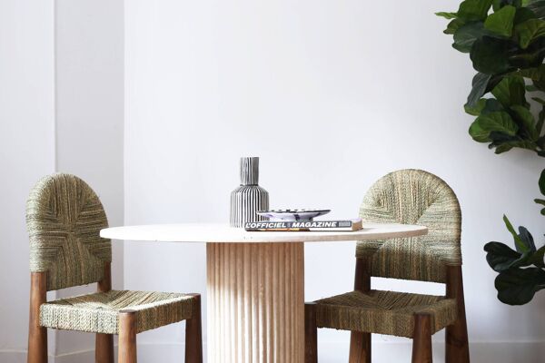 Table haute en travertin - 100 cm