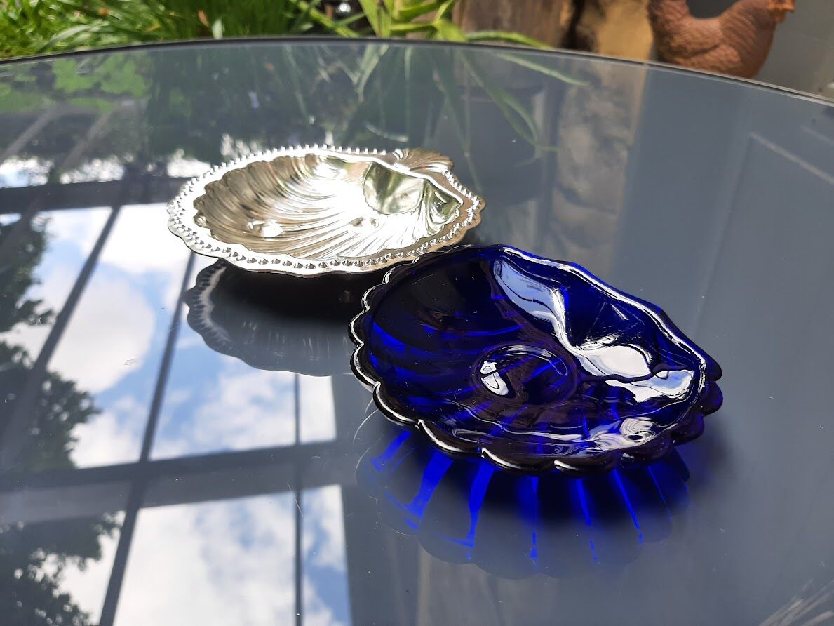 Blue cobalt butter dish
