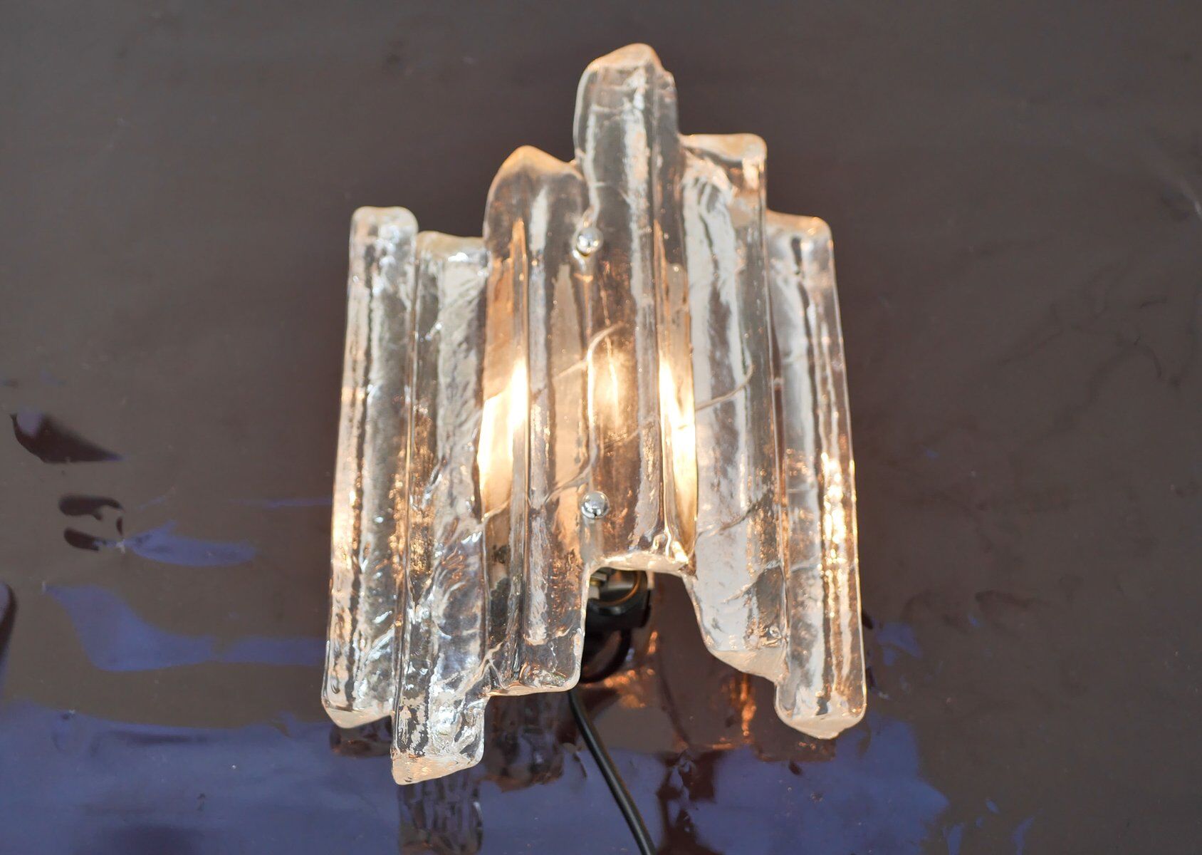 German glass wall sconce from Fischer Leuchten, 1970s