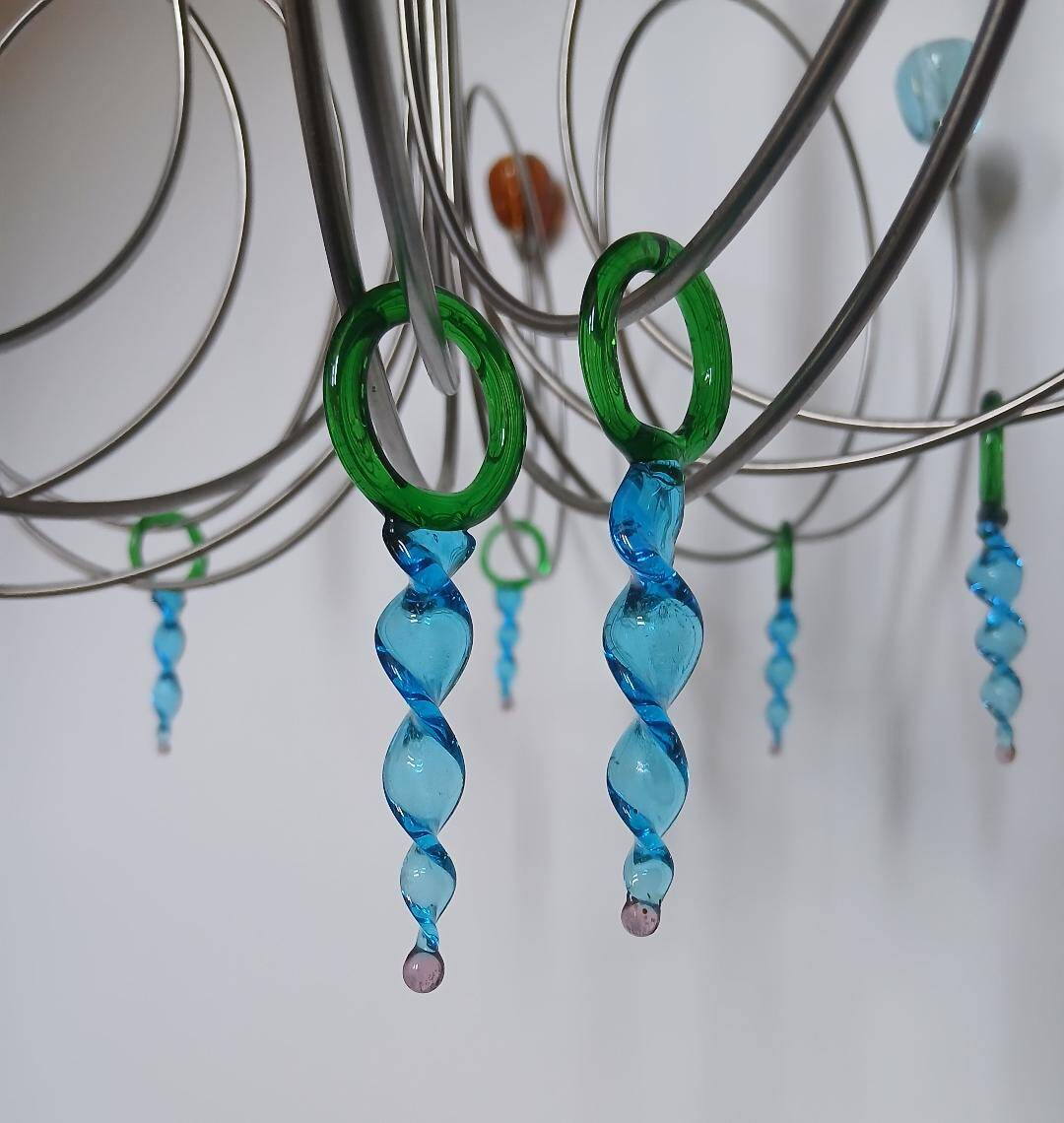 Lustre  plafonnier en verre multicolore Harco style Loor stawberry