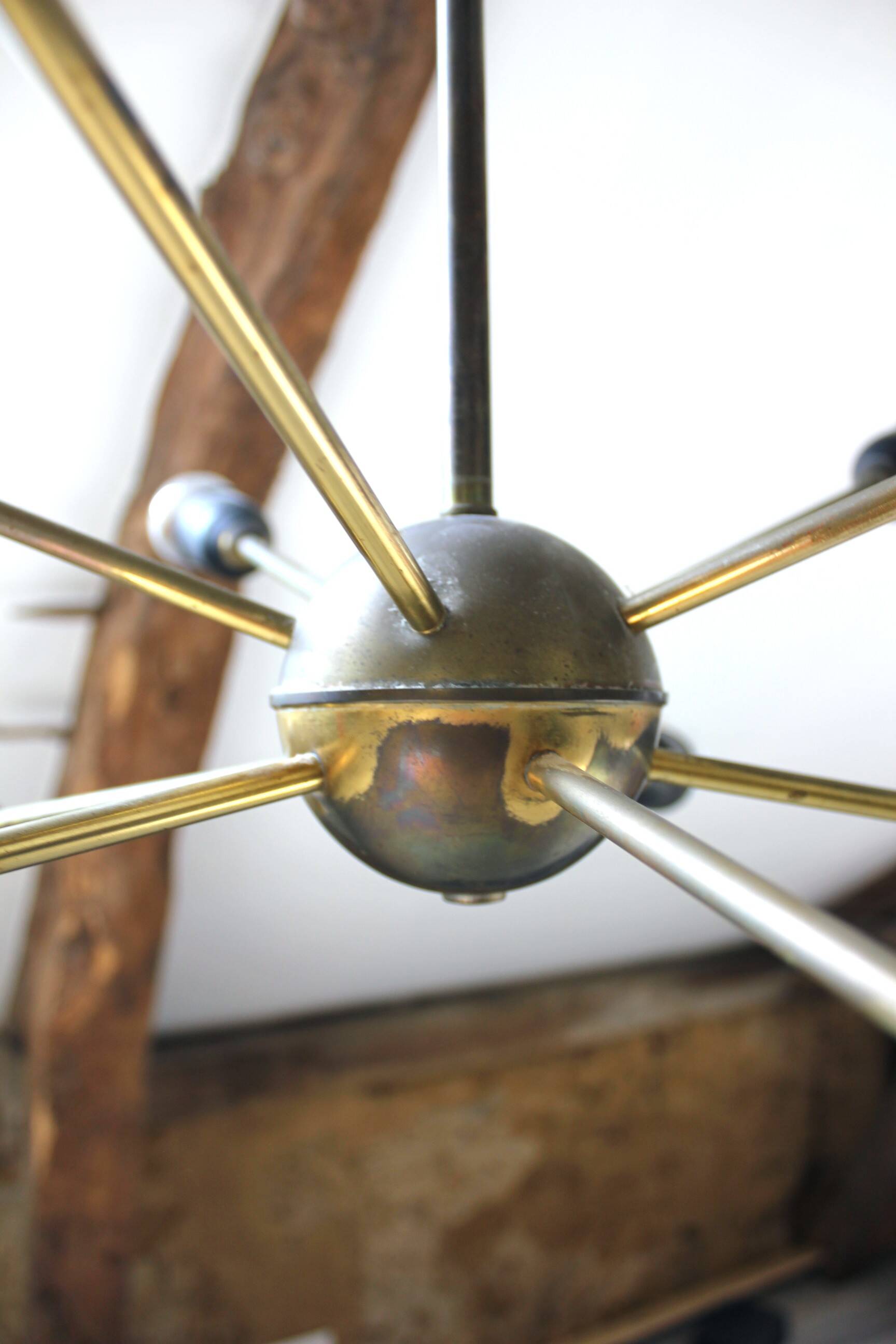 Lustre suspension Spoutnik vintage année 60 doré space age