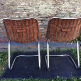 Pair of vintage armchairs in chrome tubular steel