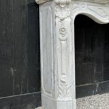 Louis XV Style Fireplace In Carrara Marble, Circa 1880