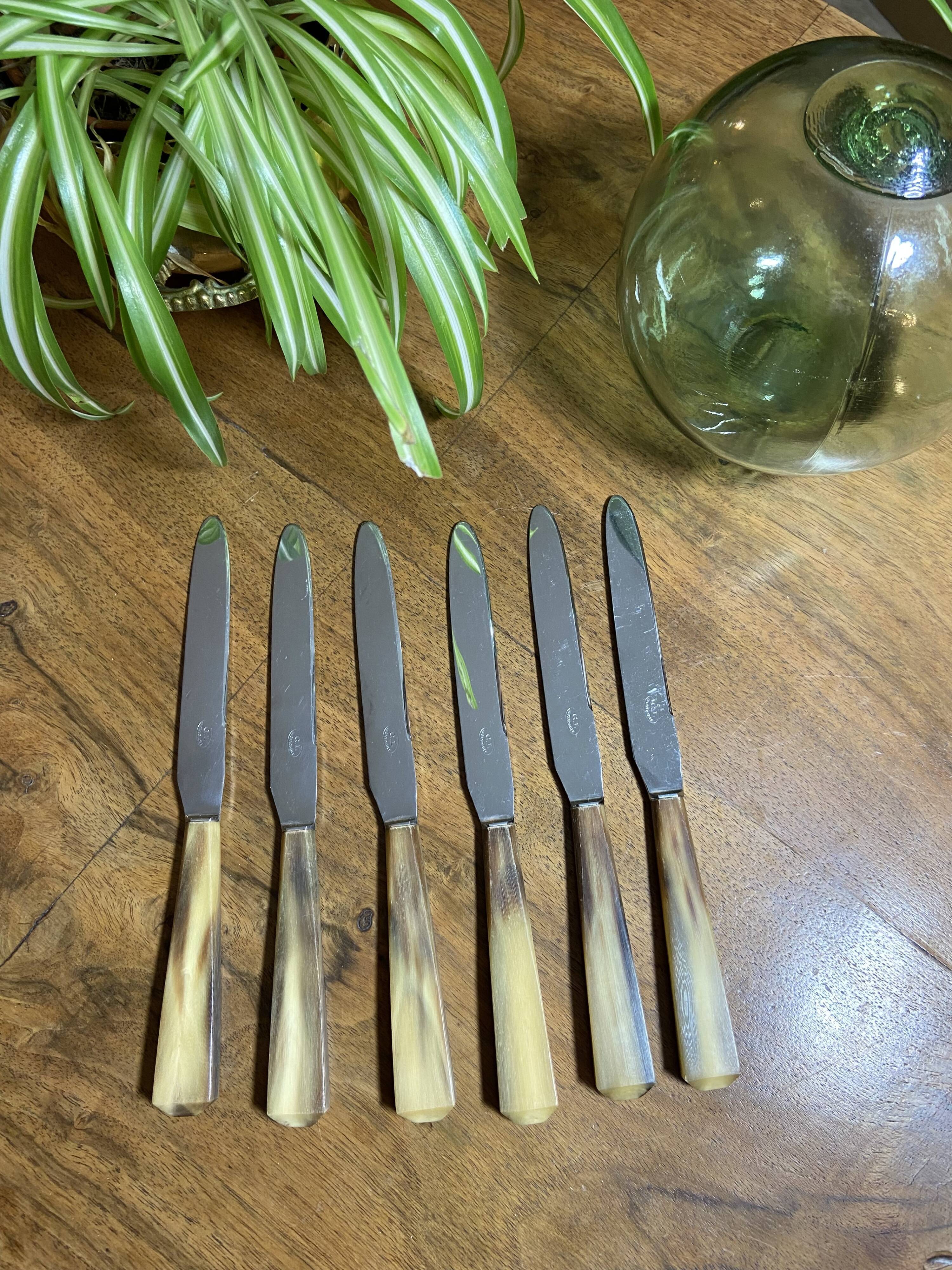 PRODUCT BHV - Set of 6 small vintage horn knives