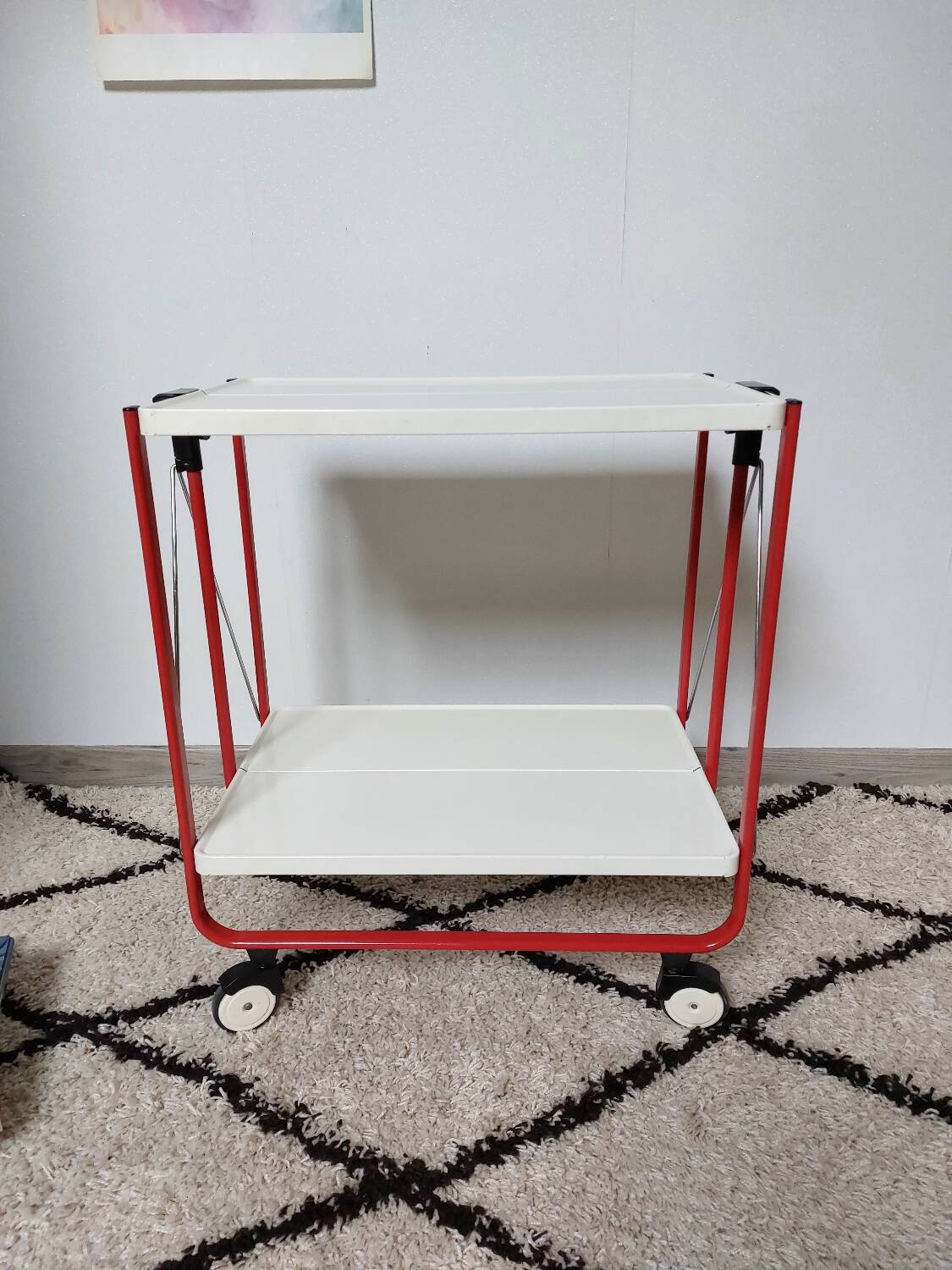 Desserte métal frz par lucien lepoix 1983 pop art vintage roulante pliable
