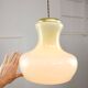 Mid-Century Italian Brass and Yellow Glass Pendant Lamp
