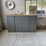 Factory blue patinated workshop furniture