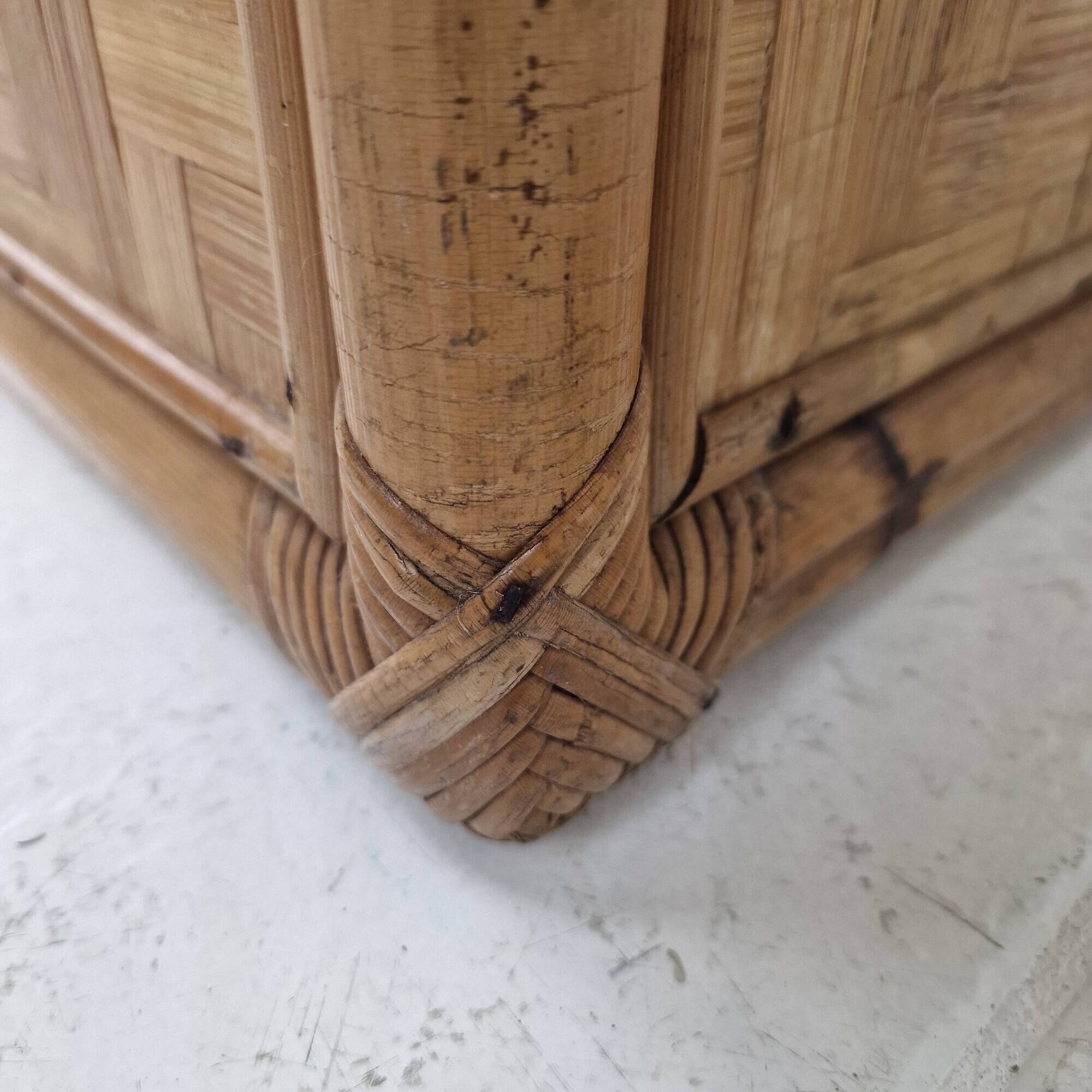 Mid-Century Italian Woven Rattan and Bamboo Blanket Chest or Trunk, 1970's