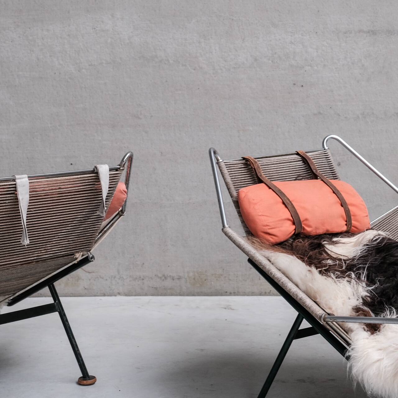 Pair of Original Hans Wegner Flag Halyard Lounge Chairs for Getama