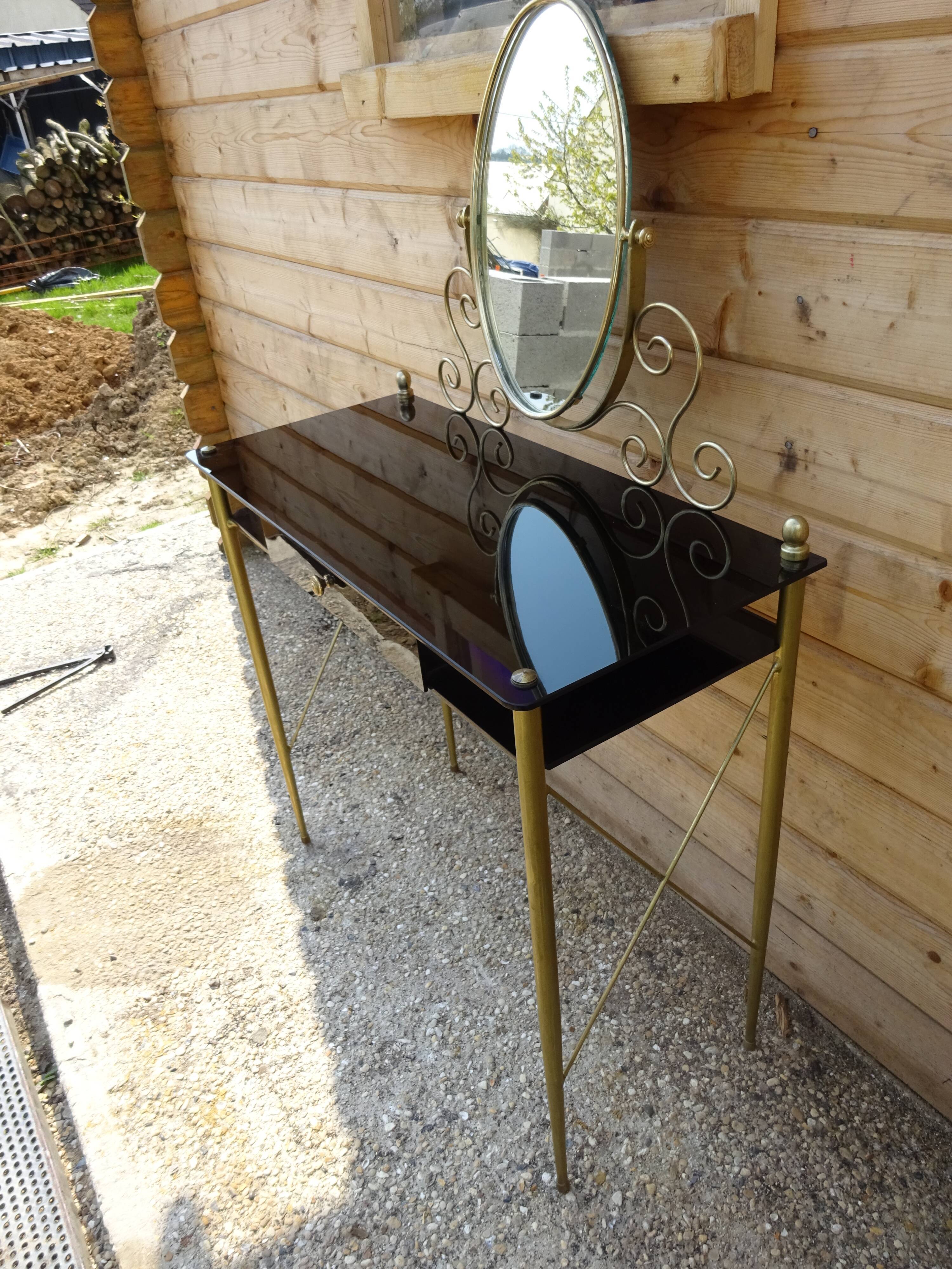 Coiffeuse vintage en verre