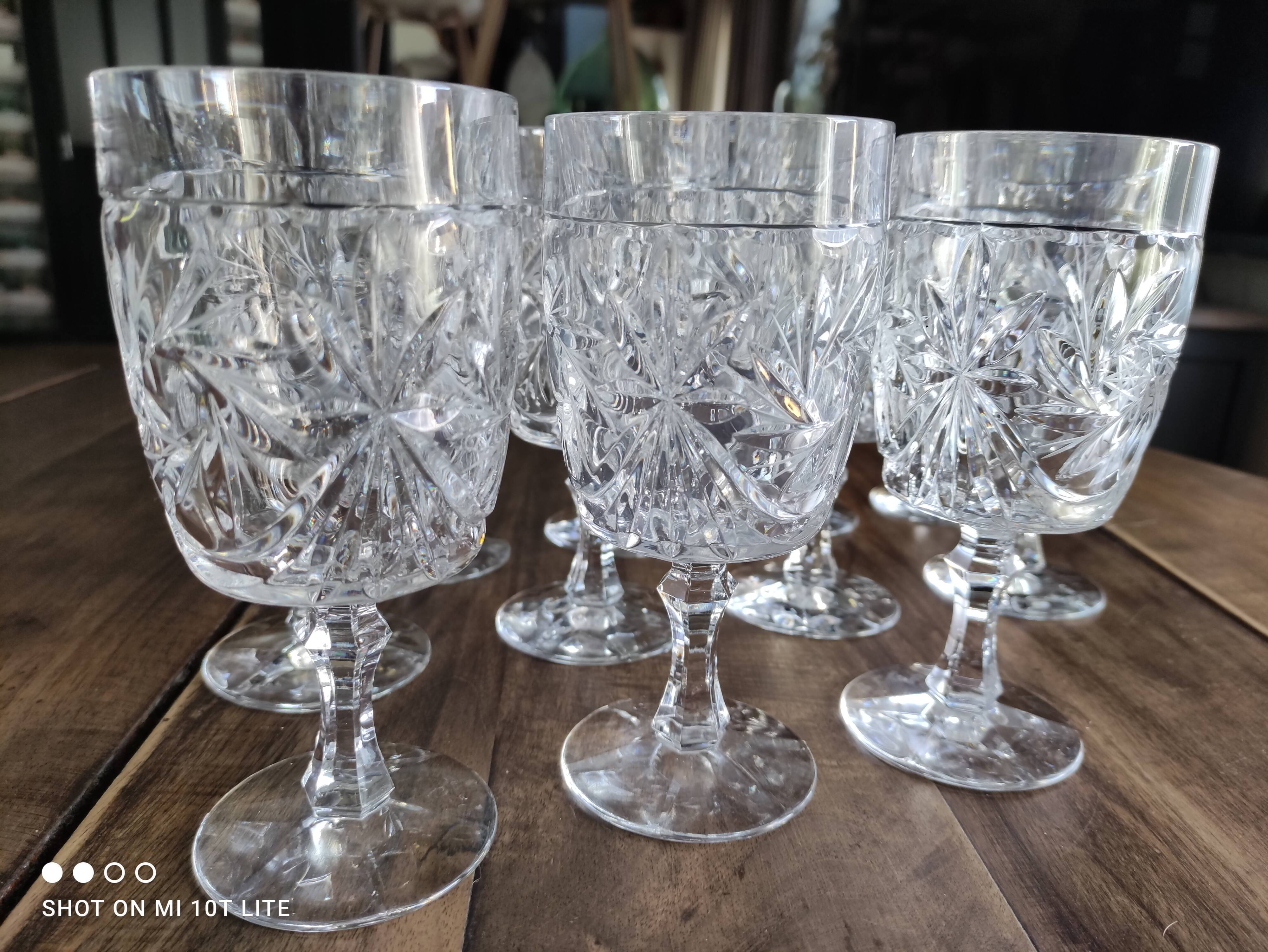 Set of 11 glasses in chiseled ancient rock crystal