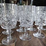 Set of 11 glasses in chiseled ancient rock crystal