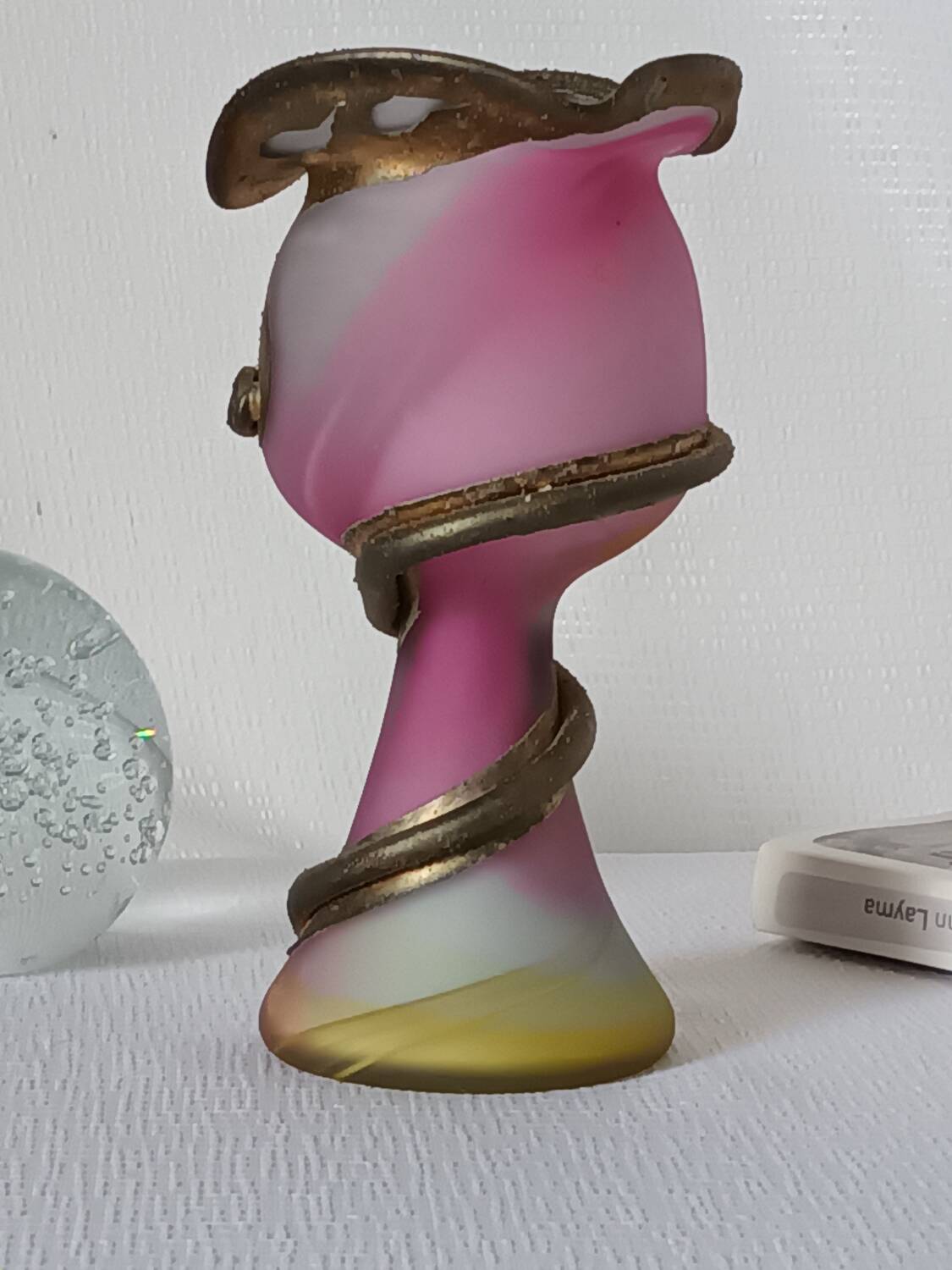 20th-century glass paste vase signed