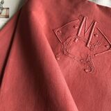 Drap Ancien En Lin Et Coton Rouge Chianti