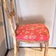 Wooden chair with varnished wood and red satin brocade fabric, 1920
