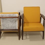 Pair of armchairs Henryk lily 300-190s 1970s yellow fabric